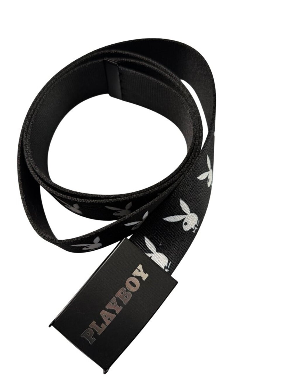 Playboy Black Nylon Adjustable Belt With Bunny Logo